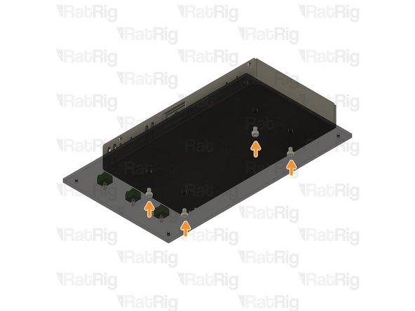 Align the holes on the underside of the power supply with the holes in the panel