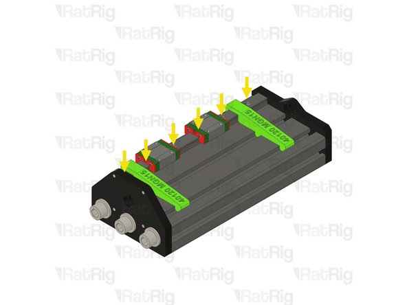 Make sure the align_40120_mgn15 printed jigs are correctly placed and centering the rail on the T-slot
