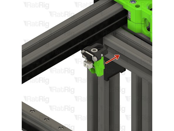Position the y-axis endstop on to the V-Core 3.1 frame as shown