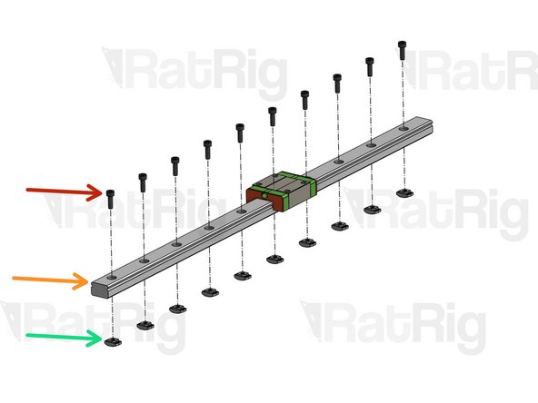 Repeat this step for 3 Linear Rails (on a 300x300x300mm machine they will be 400mm long).