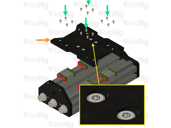 Ensure the M5 screw slots are facing the Rat Rig StrongHold ONE CNC - Z-Axis Bottom 10mm side as shown.