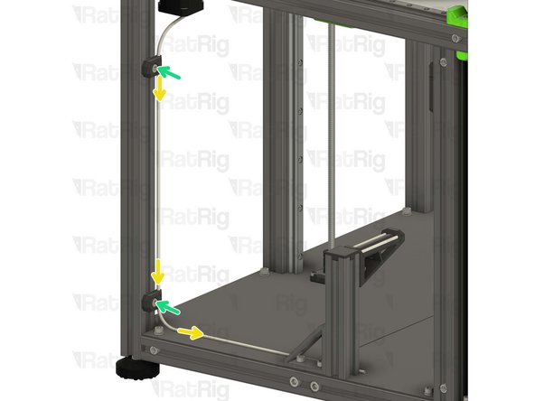 Insert the PTFE tubing into the guides, as shown.