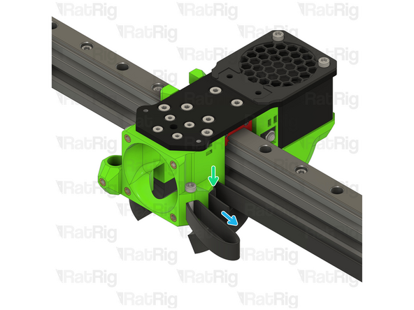 Make sure the small portion of the belt, indicated with the yellow arrow, is tight against the printed part