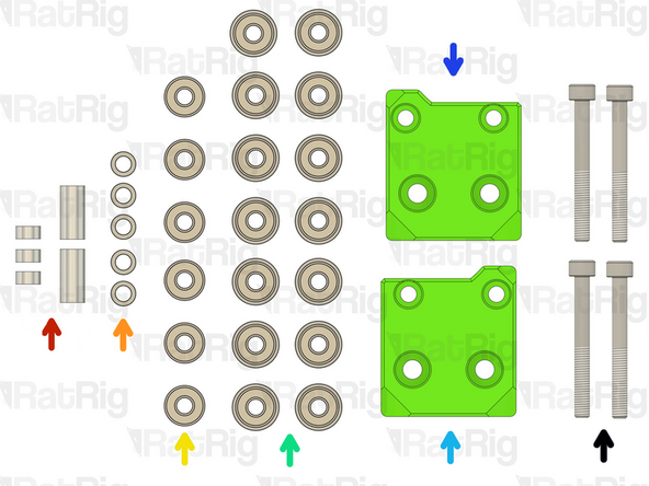 3x Aluminium spacer 5x8x4mm + 1x Aluminium spacer 5x8x14mm + Aluminium spacer 5x8x17mm