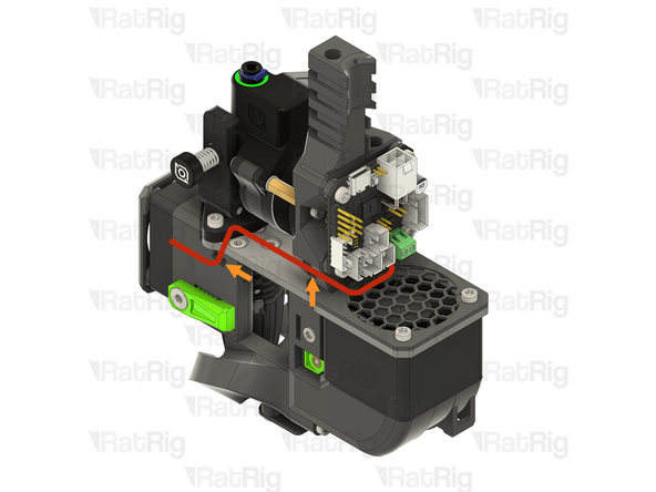 Route the hotend fan wiring to the toolboard as shown