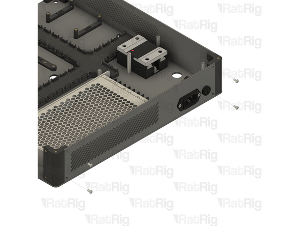 Align the IEC inlet panel as shown, making sure the IEC inlet is on the right-hand side