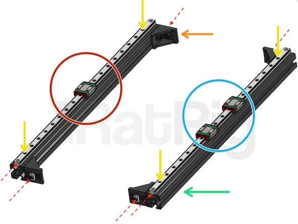 Cast corner screws: fasten them slightly, leaving them loose enough that they can slide through the profile if needed.