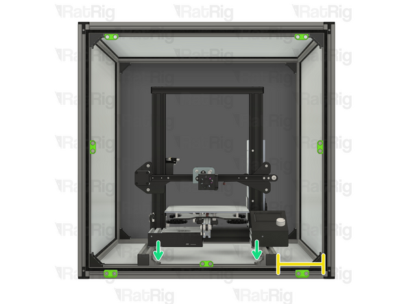 Tighten the M5x12 mm countersink screws to the printer frame to ensure a stiff connection.