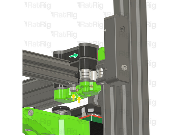 An exaggerated example of a misaligned gantry, there is a gap on one side, but not the other.