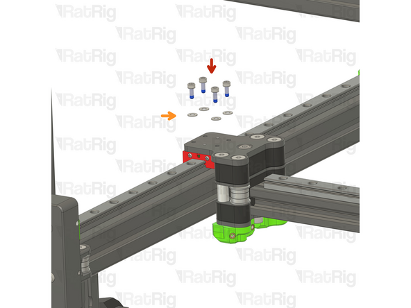 4x M3x8 Cap Head Screw with threadlock (blue on ends of screw threads)