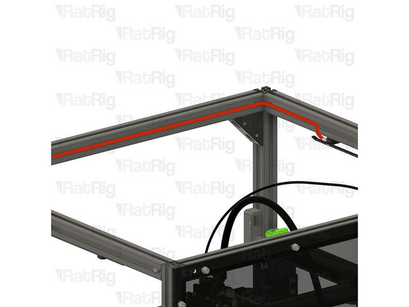 Route the LED-to-LED power cable around the inside of the V-Core 4.0 frame, within the extrusion slot, as shown