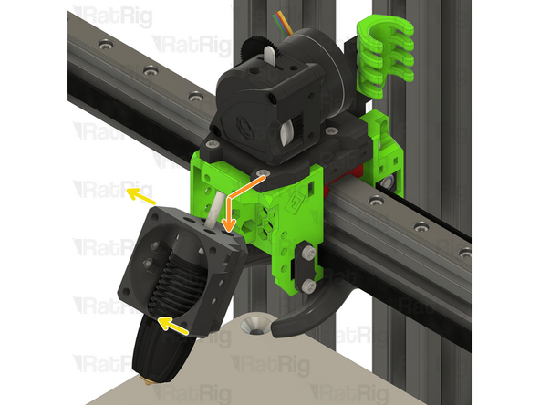 Rotate the hot end assembly into position as shown
