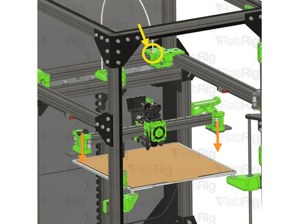 The X-axis gantry assembly should now be free. Lower it gently and rest it on the bed