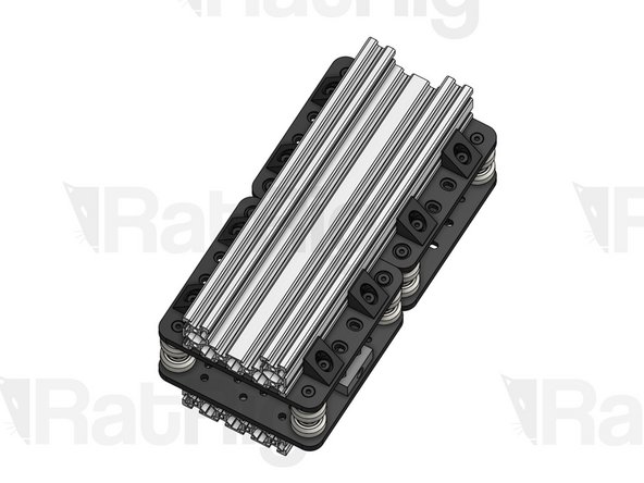 Insert 4 T-Nuts M5 on each lateral slot of the C-Beam. Note the orientation of the T-Nuts (flat side facing outwards)