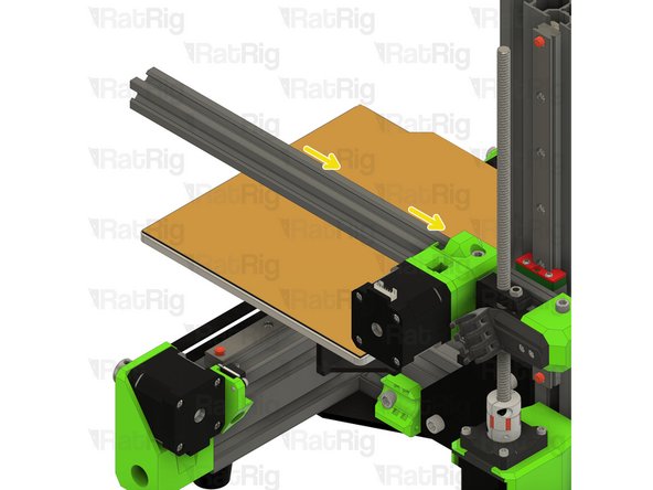 Install the X-axis motor assembly onto the 2020 extrusion as shown