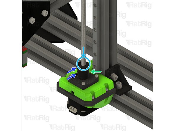 Install the lead screw through the rear bed arm and decoupler
