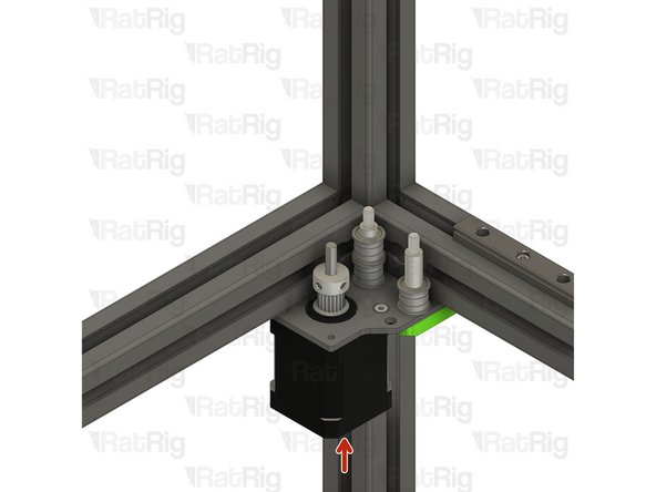 Install the right stepper motor assembly to the V-Core 4 frame as shown