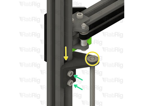 Push the constraint assembly downwards until the leadscrew is flush with the top of the bearing
