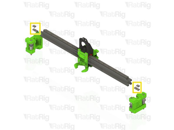 Retrieve the six 2020 square t-nuts from the 2020 extrusion (three at each end)