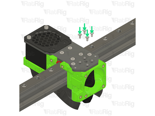 Place the Phaetus Rapido UHF Hotend on the plate, making sure to route the cables through the designated slot