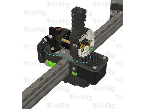 Connect the 4010 hotend fan to the marked connector, making sure the positive and negative wires are in the correct positions