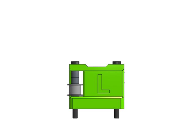 Step by step insert the screw while adding the stack parts onto it: mini shim, 2x 6mm spacers, mini shim, smooth idler, mini shim