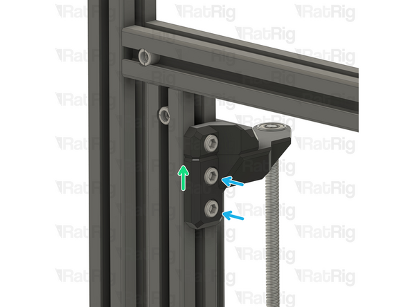 Rotate the constraint assembly clockwise and fit it to the rear 3030 extrusion as shown