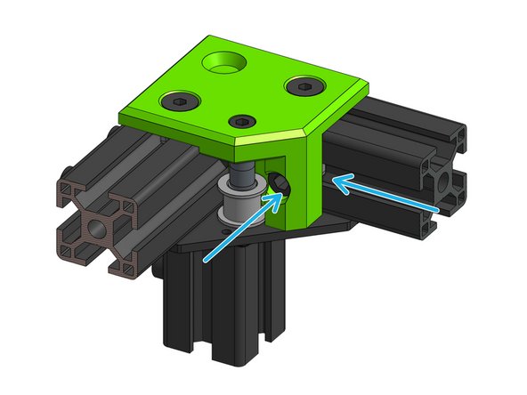 The M5 screw holding the bearing stack should thread through the metal plate