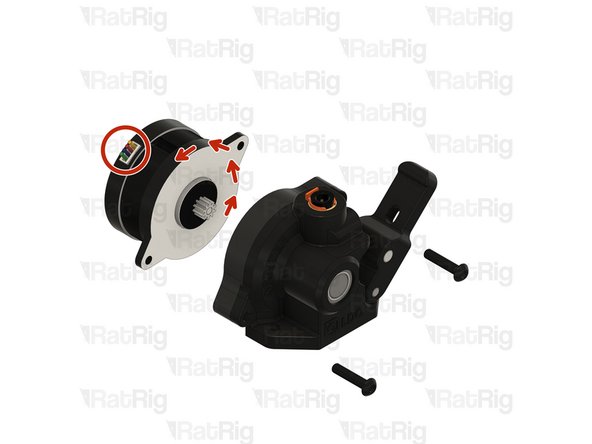 Rotate the stepper motor 180º until the wires come out from the top