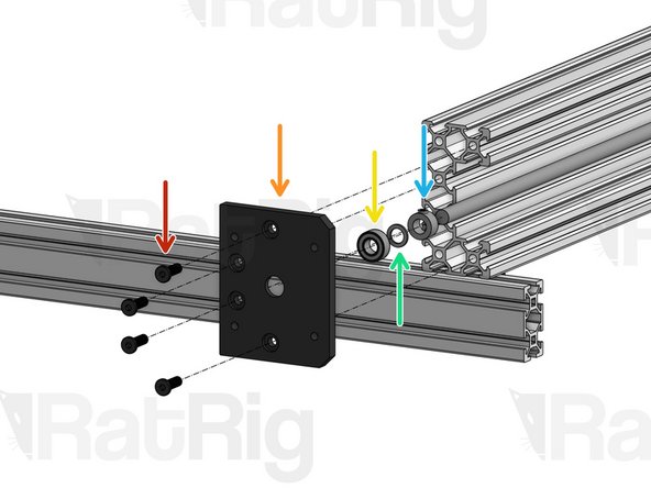 This step should be repeated twice, on the 2 Y C-Beam ends on the front side of the machine (when you're facing the front of the machine, the X Gantry Motor is on the right side).