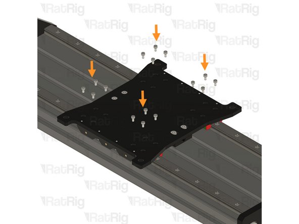 Using the 16x M3x6 Cap Head screws, fasten the XY joiner plate assembly to the mgn15 carriages.