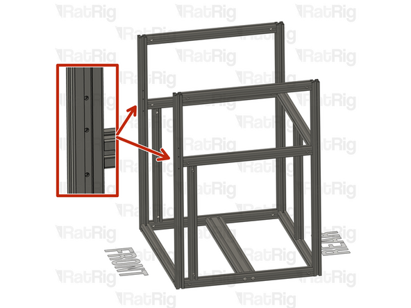 Make sure the front side extrusions have the 3xM3 holes facing the sides. Be aware of the extrusion orientation, the small spacing between the M3 holes must be upwards.