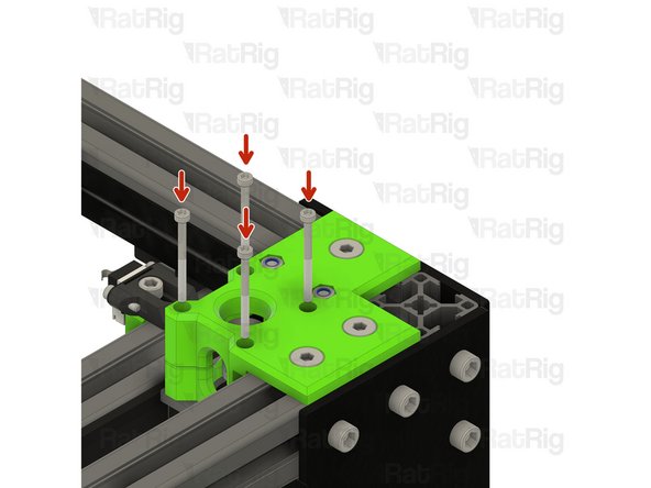Insert the M3x35 screws from Step 16  into the CoreXY motor cage as shown, and fasten them to secure the NEMA17 motor to the mount