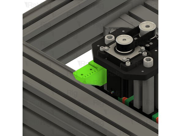Insert the X-axis drag chain arm into the marked 4040 extrusion