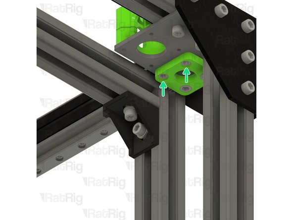 Tighten the three marked M6x14 screws to secure the CoreXY motor cage top to the frame