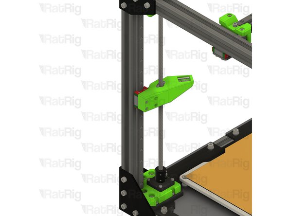 Install each screw through the bed arm assembly as shown, then fasten the arm to the linear rail carriage