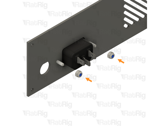 Insert an M3x12 Countersink Screw into each of the holes on the IEC socket and through the panel
