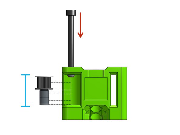 Insert the left toothed stack on the Cap Head Screw M5 x 55