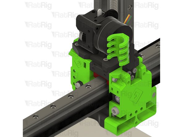 Fasten the two M3x12 screws through the EVA3 cable_guide and into the EVA3 cable_guide_mount