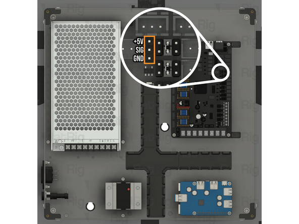 Locate the marked 1x3 pin header on the Octopus motherboard
