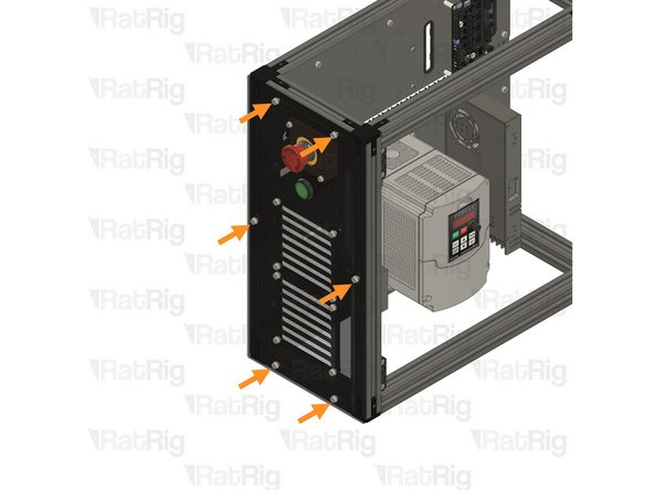 Secure the left panel assembly to the frame by fastening the M5 cap head screws.