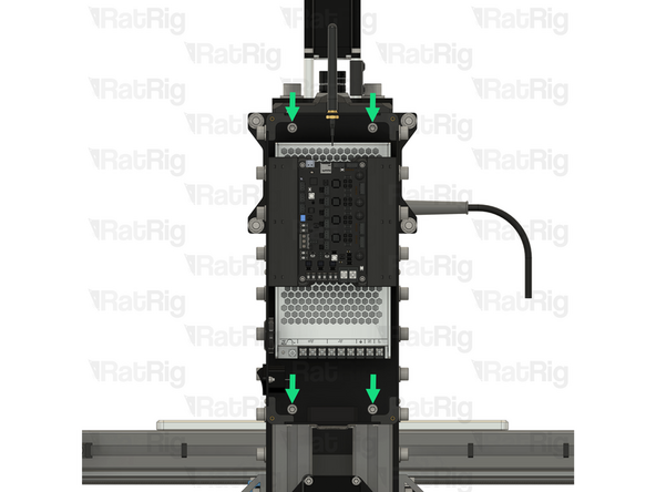 Align the electronics enclosure with the back of the Rat Rig Mill as shown