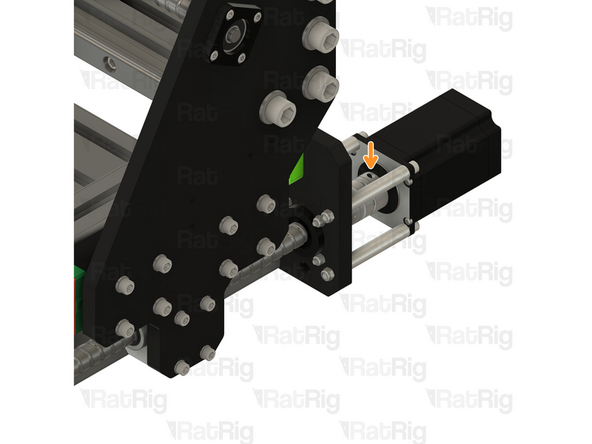 Fully tighten the M5x70 and all three M5x80 screws to secure the NEMA23 stepper motor to the motor plate