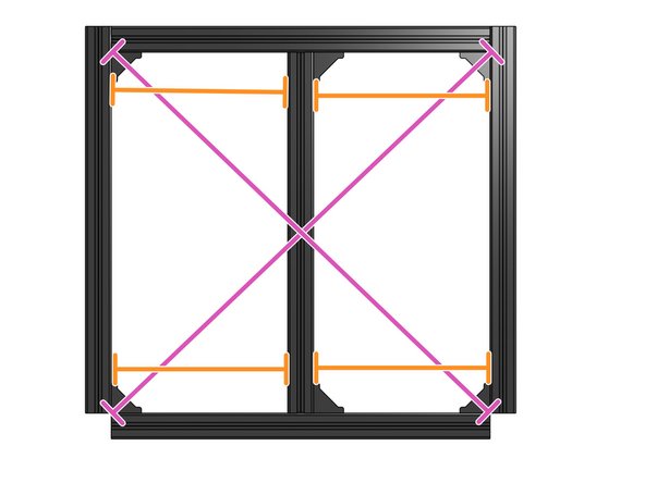 Make sure the frame is square. The diagonal lengths should be equal