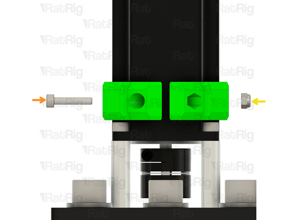 Slide the sh_one_motor_x_dragchain_mount on to the Z - Axis Stepper Motor