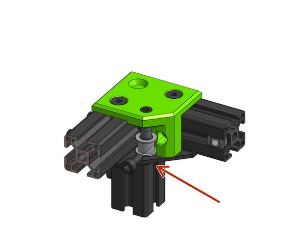Close the assembly by attaching the xy_idler_right part to the frame. Bolt it to the frame with the DIN7991 M6 14mm screws