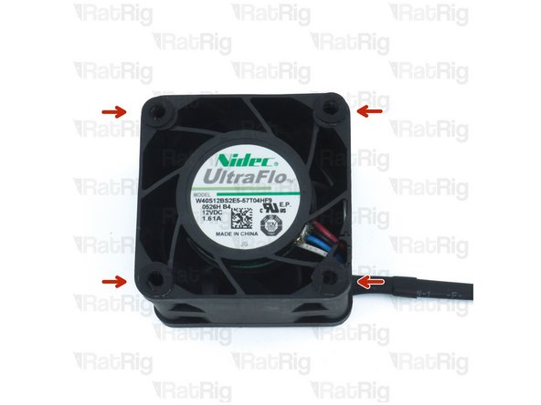 Remove the four rubber spacers on the 4028 Part Cooling Fan