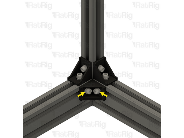 Tighten both M6x12 screws to secure the cast 90 degree corner to the frame assembly