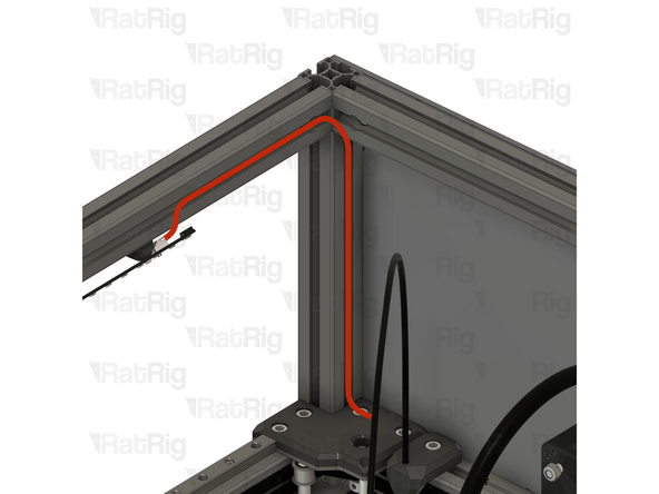 Route the LED-to-Octopus power cable around the inside of the V-Core 4.0 frame, within the extrusion slot, as shown