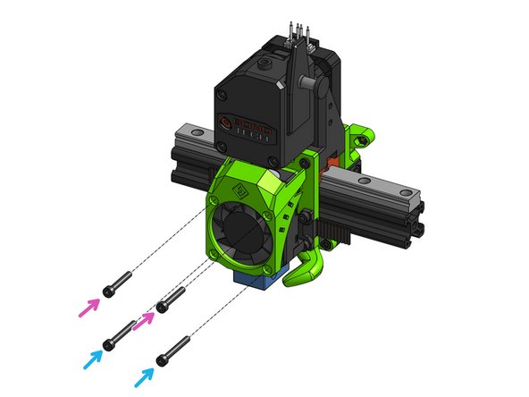 Attach the fan and (optionally) the shroud to the face part with: